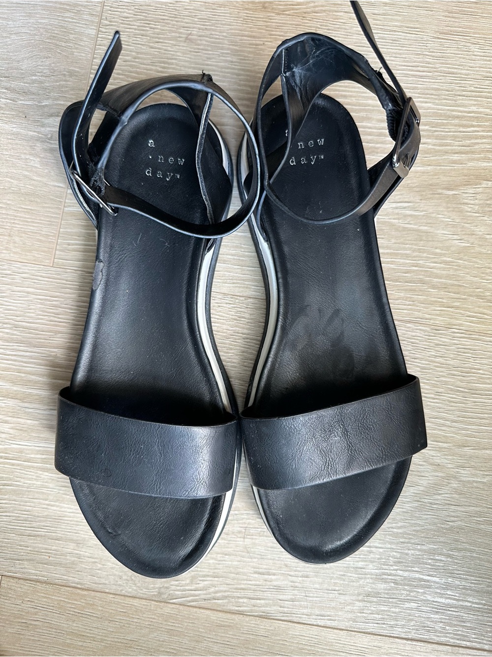 a new day Black Ankle-Strap Platform Sandals